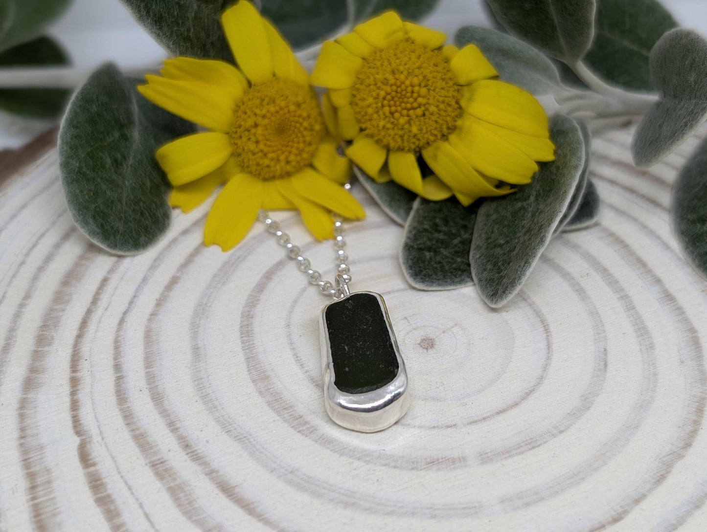 Olive Green Irish Sea Glass Pendant