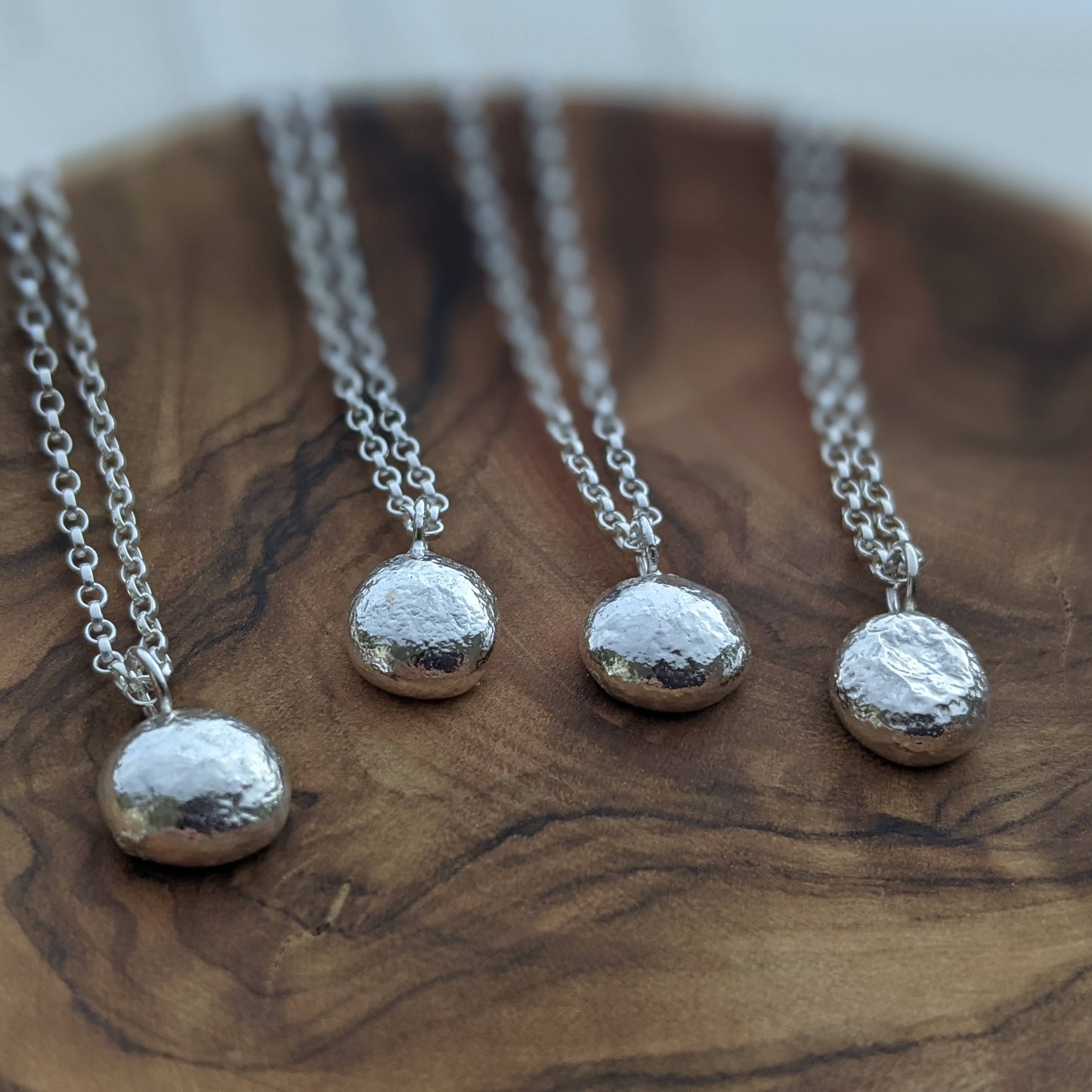 Recycled Sterling Silver Pebble Necklace