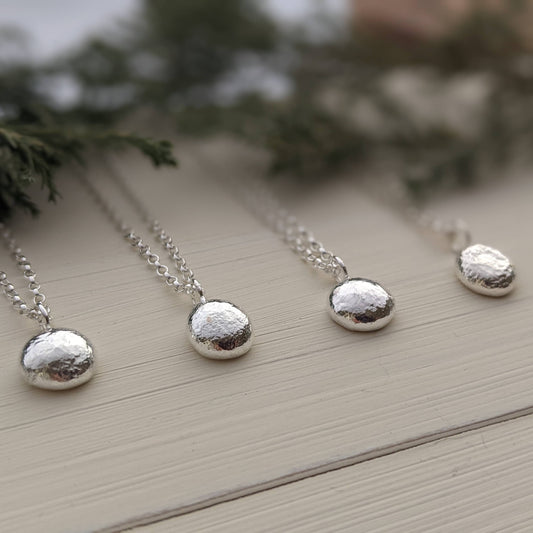 Recycled Sterling Silver Pebble Necklace