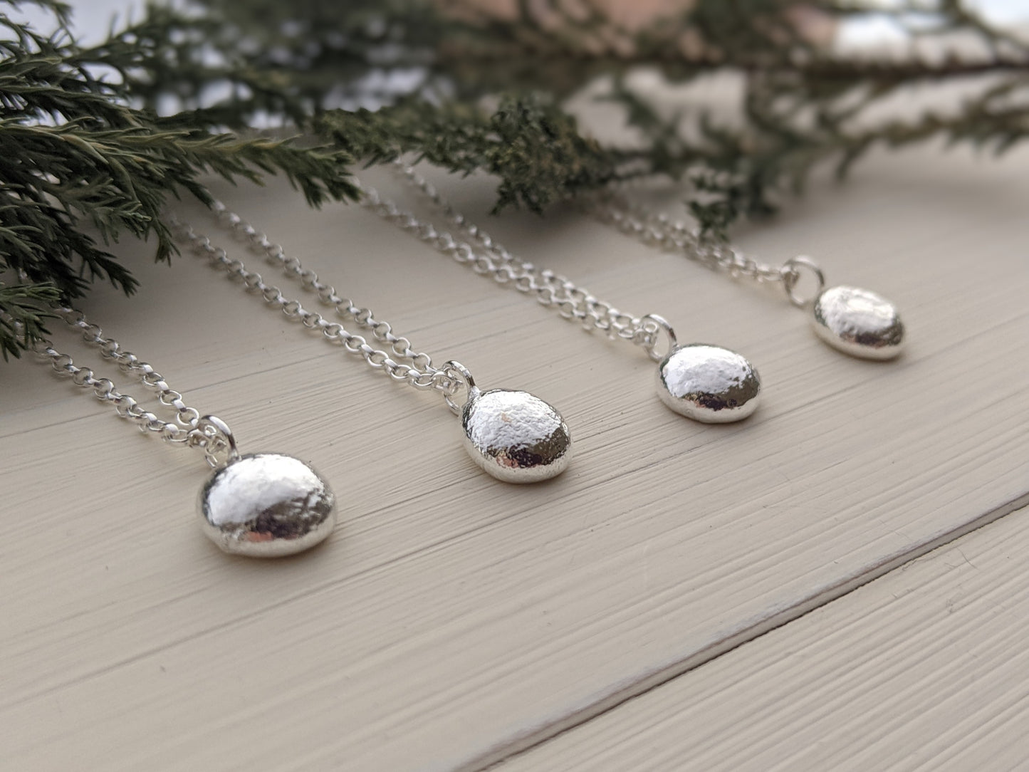 Recycled Sterling Silver Pebble Necklace