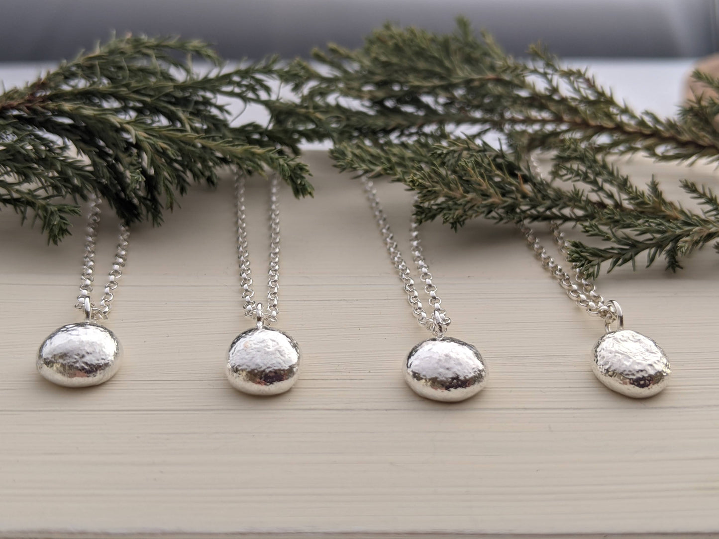 Recycled Sterling Silver Pebble Necklace