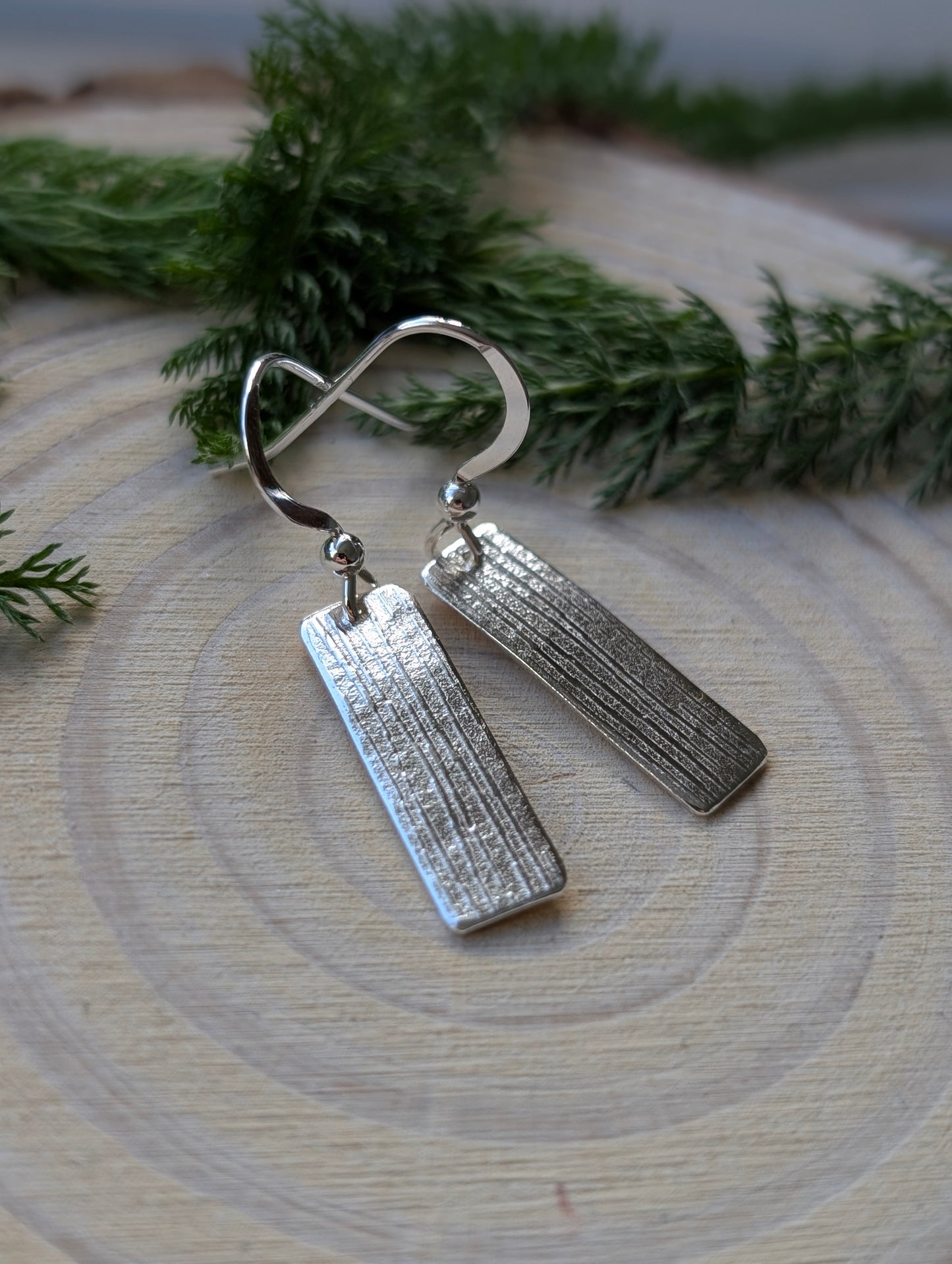 Textured Earrings - Sterling Silver Bars