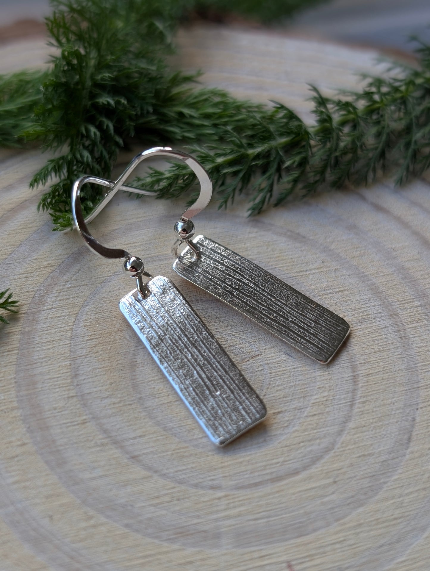 Textured Earrings - Sterling Silver Bars
