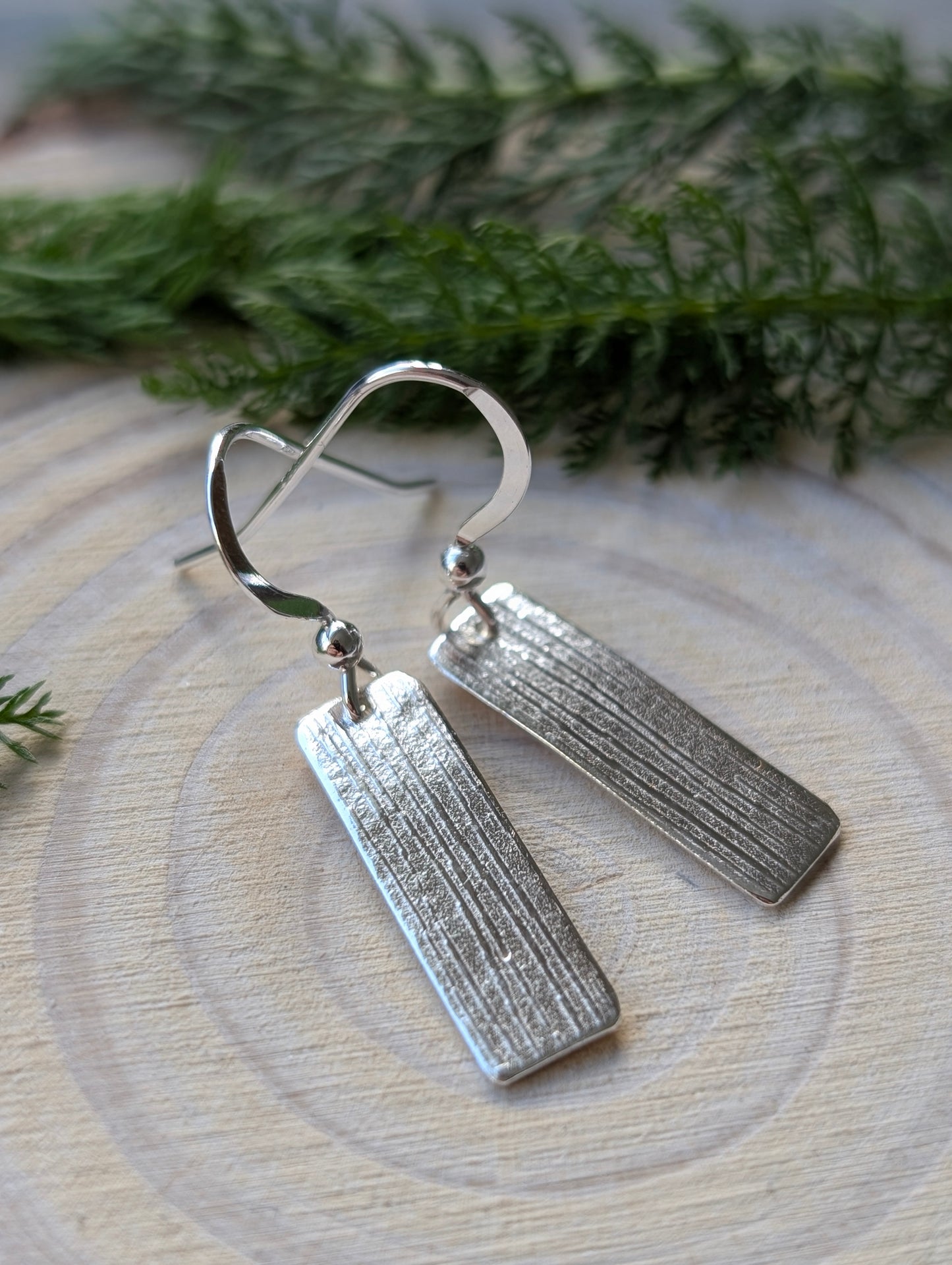Textured Earrings - Sterling Silver Bars