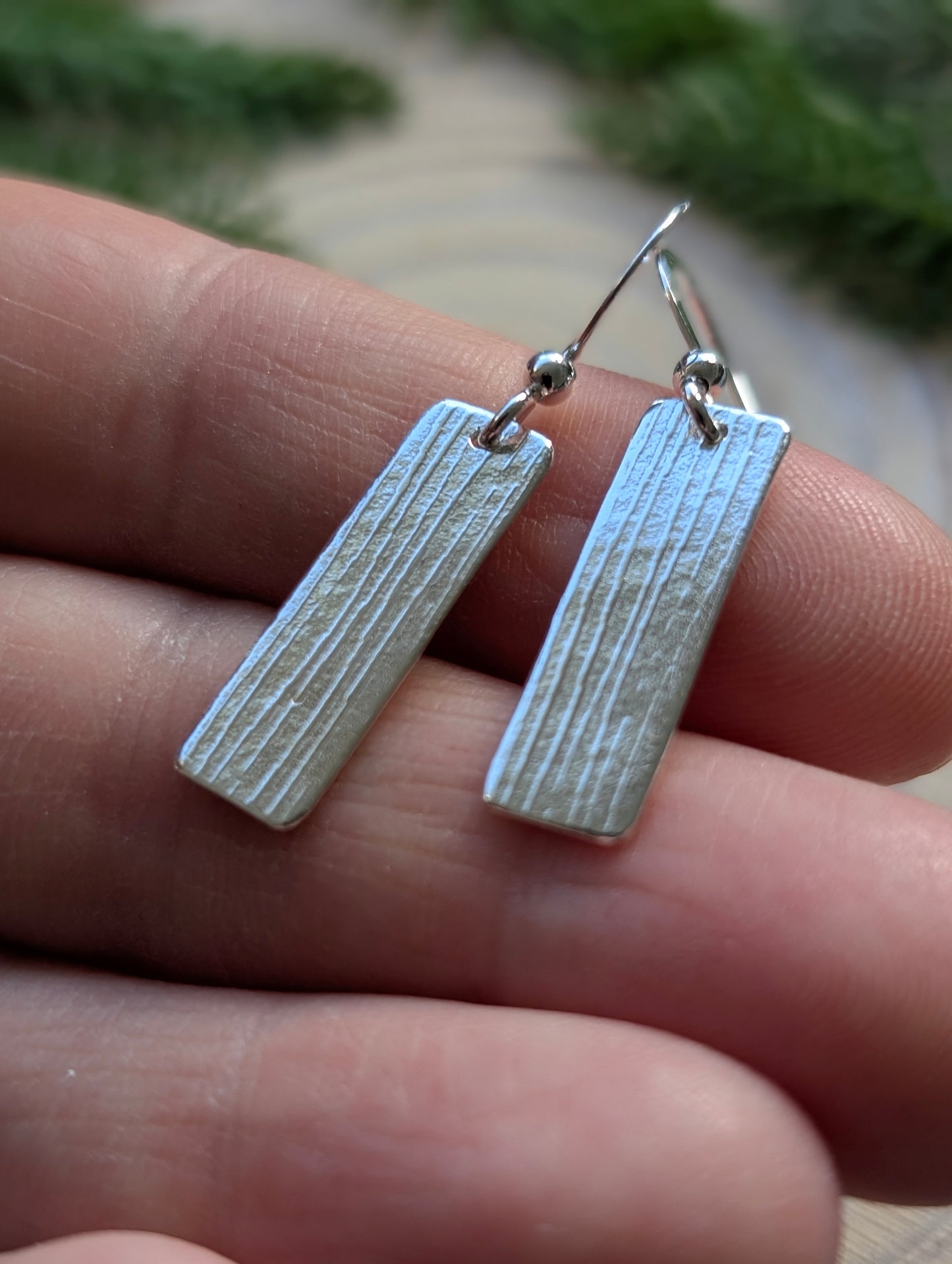 Textured Earrings - Sterling Silver Bars