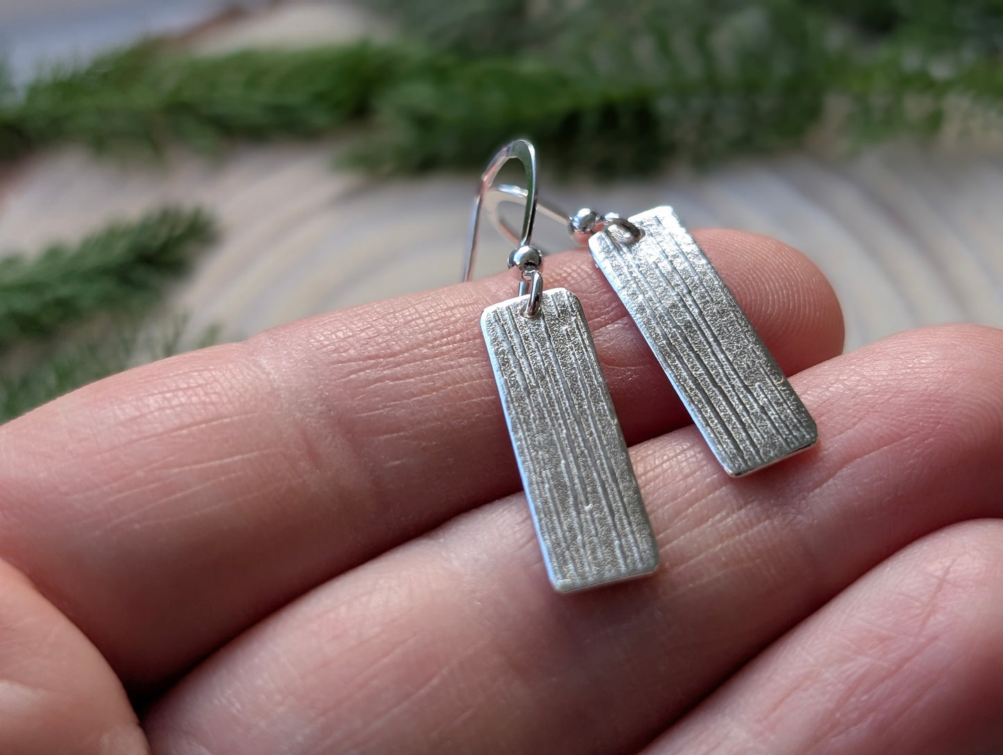 Textured Earrings - Sterling Silver Bars