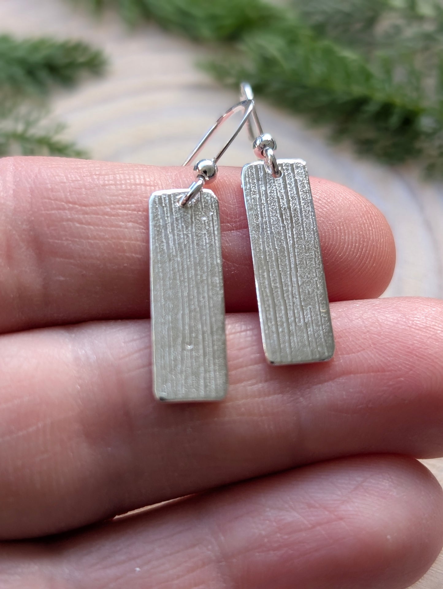 Textured Earrings - Sterling Silver Bars