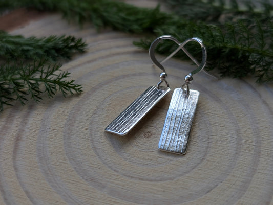 Textured Earrings - Sterling Silver Bars