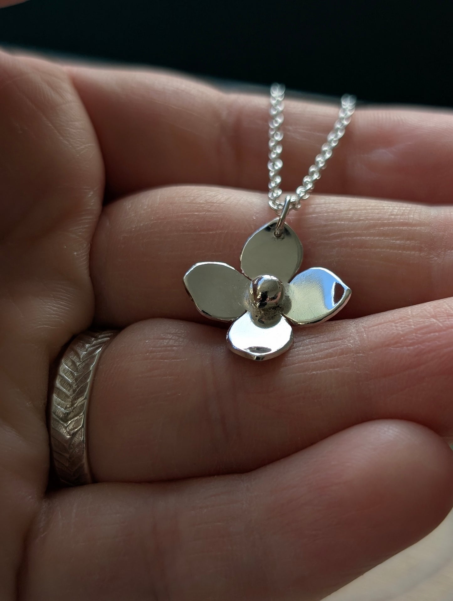 Sterling Silver Flower Necklace