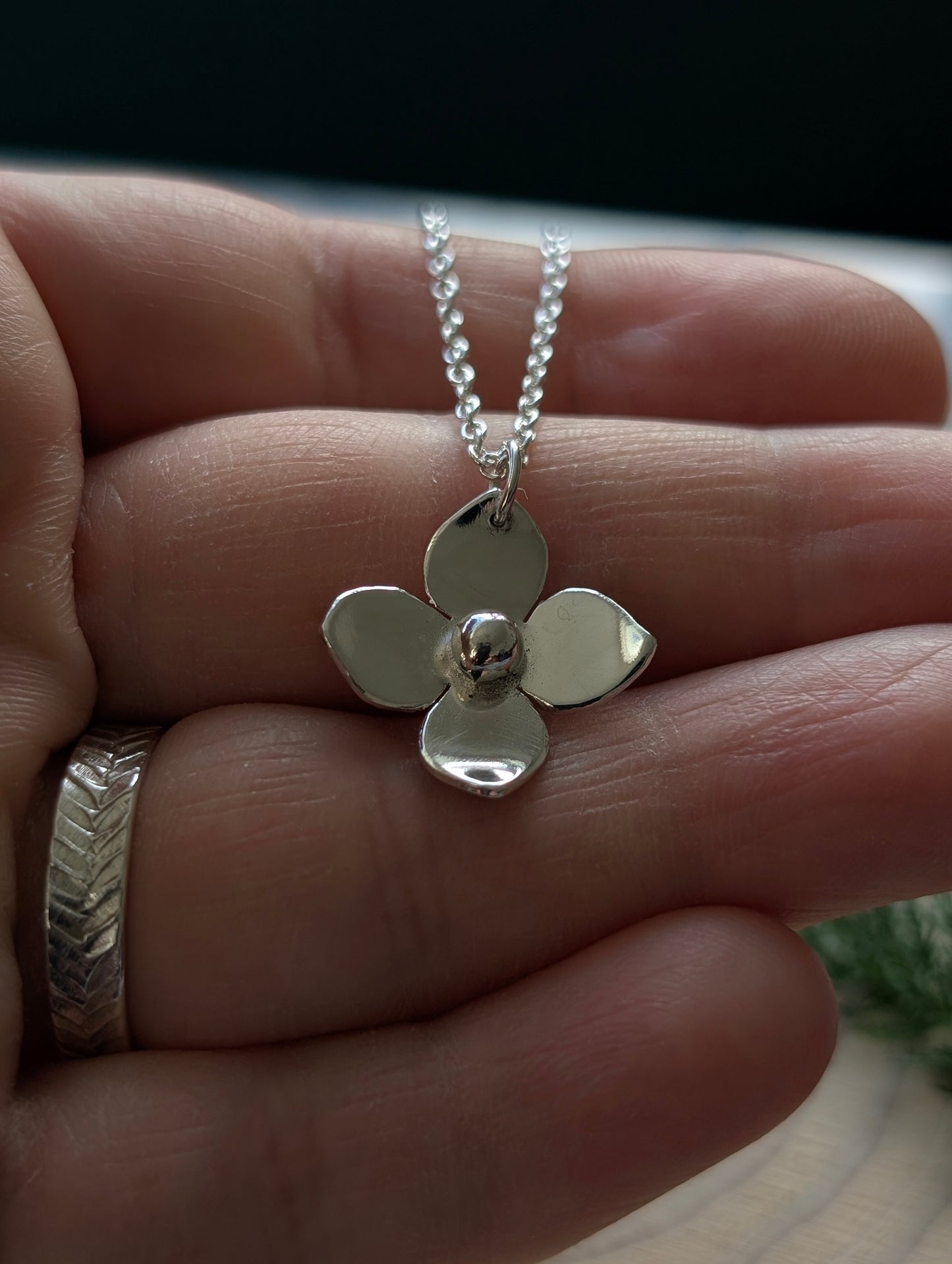 Sterling Silver Flower Necklace
