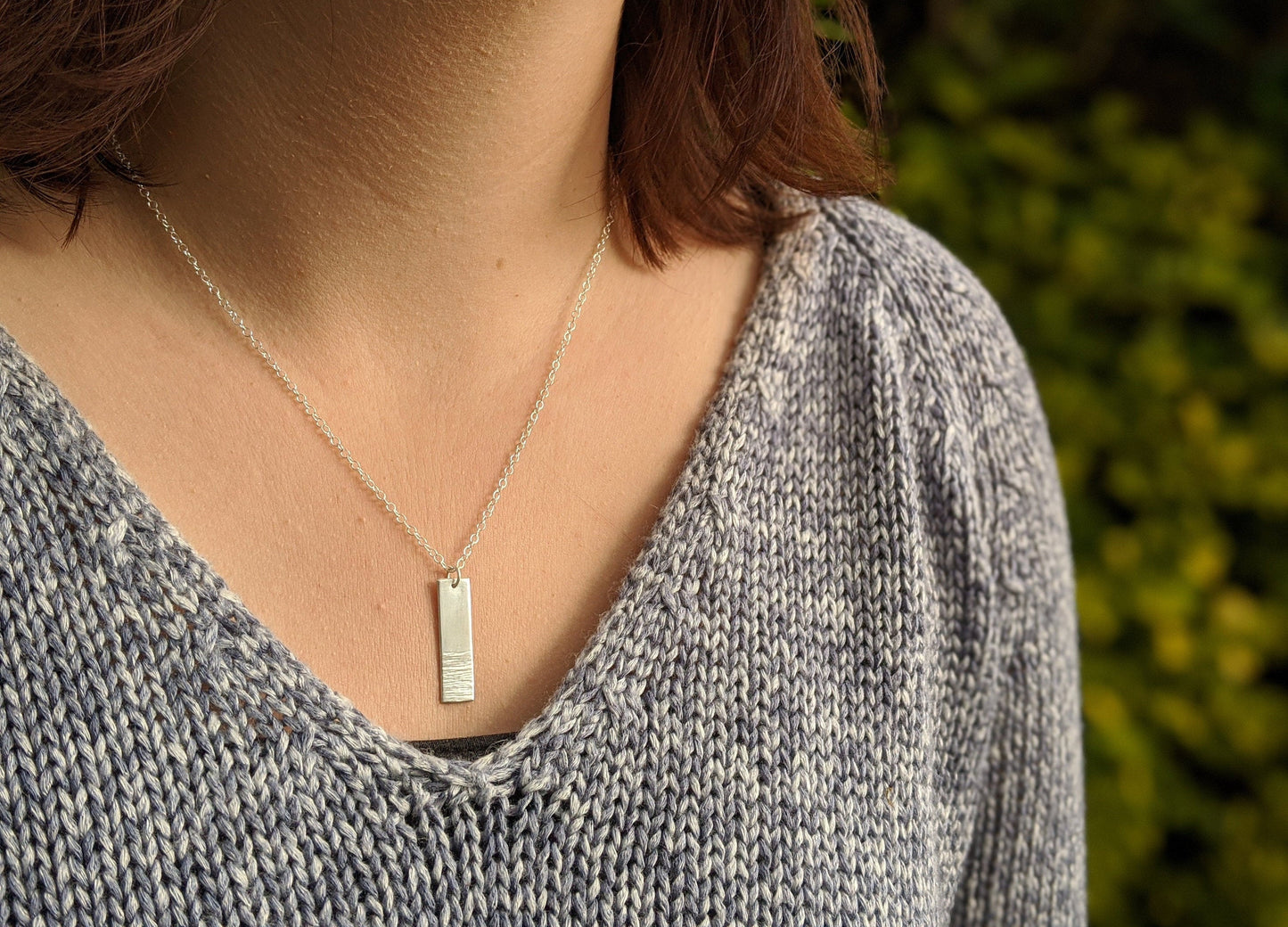 Beach Inspired Silver Bar Necklace