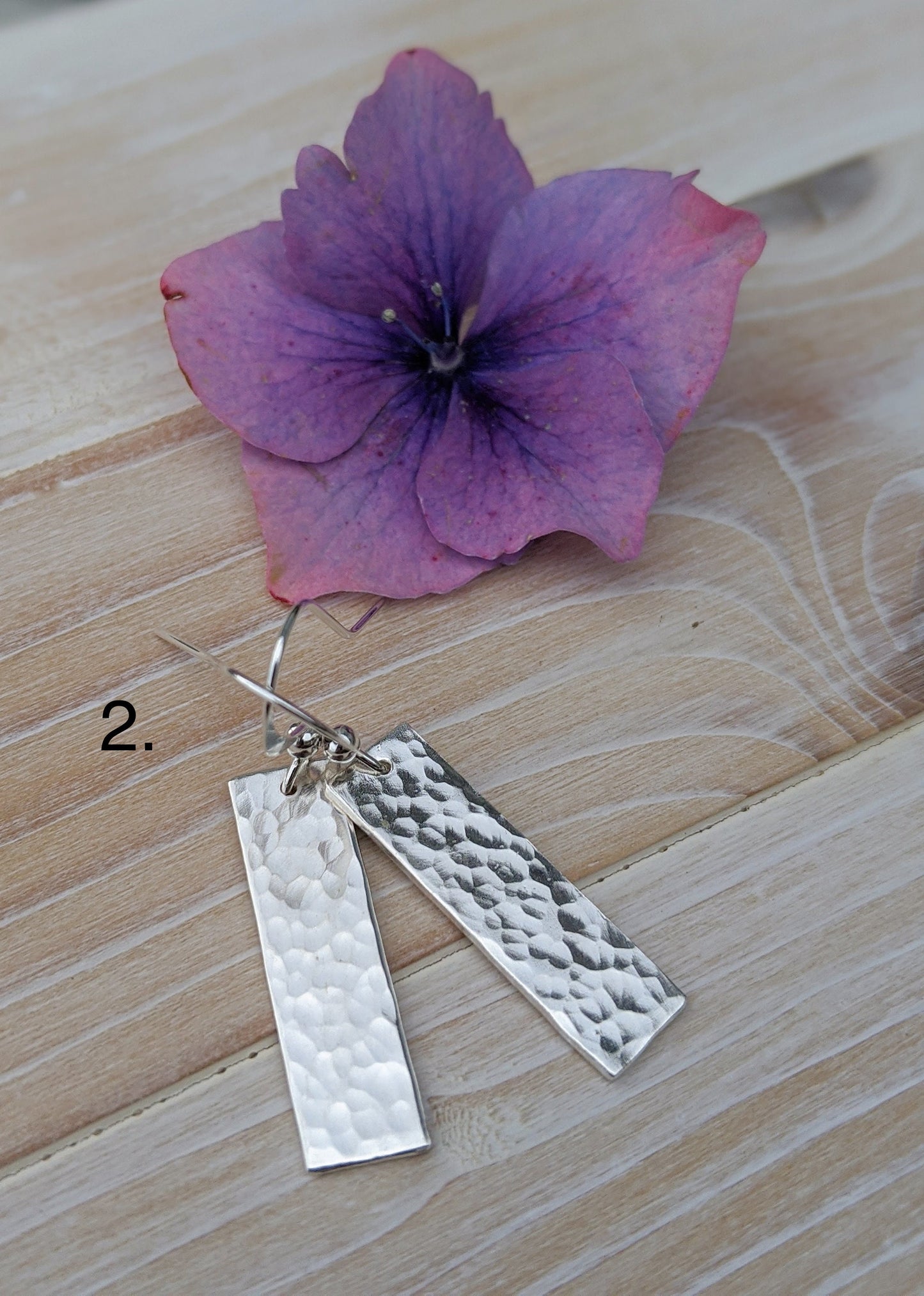 Textured Silver Bar Earrings