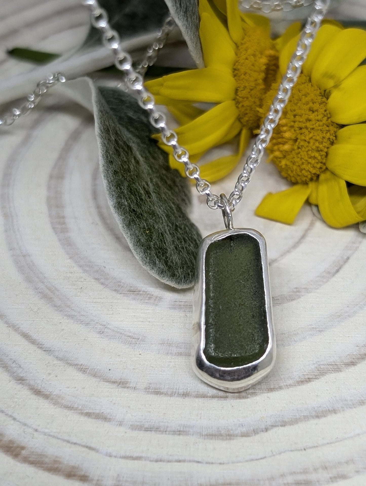 Olive Green Irish Sea Glass Pendant